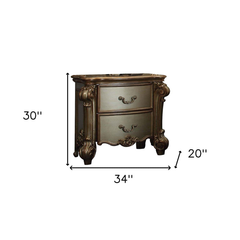 30" Wood Two Drawer Nightstand - Bone