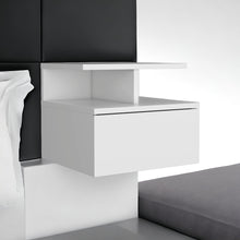 Load image into Gallery viewer, 12" One Drawer Faux Wood Floating Nightstand - White
