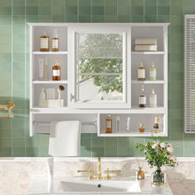 Load image into Gallery viewer, Wall Mount 2 In 1 Mirror Cabinet With Adjustable Shelves, Open Storage, For Bathroom Vanity - White
