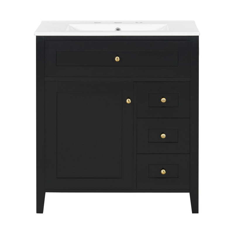 Bathroom Vanity With Sink, 3 Drawers And Adjustable Shelf