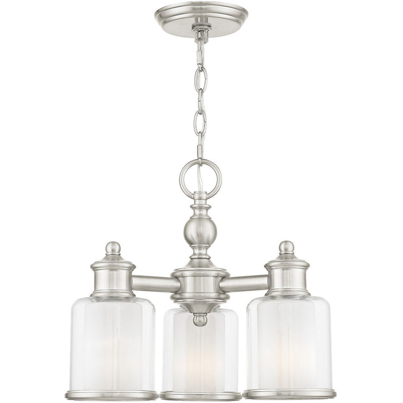 14'' Three Light Dimmable Chandelier With Shades - Nickel