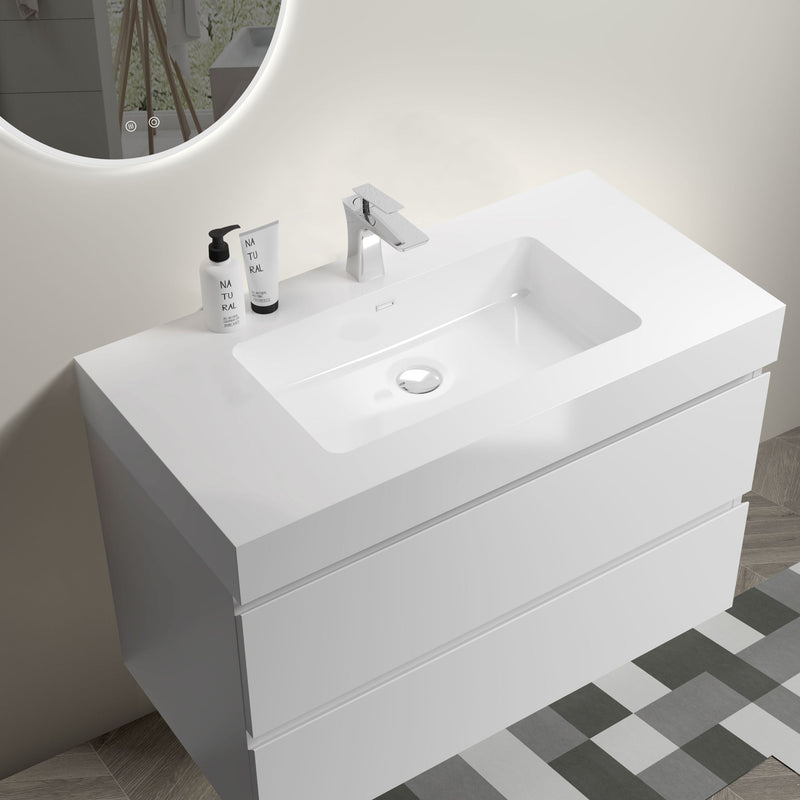 Alice - Bathroom Vanity With Large Storage, Sink, Wall Mounted