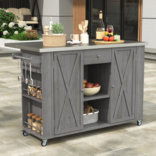 Load image into Gallery viewer, Outdoor Kitchen Island With Stainless Steel Top, Ample Storage Space, Towel And Spice Racks And A Bottle Opener
