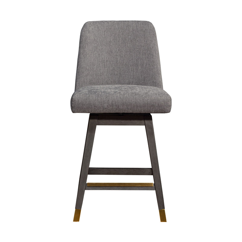 Upholstered And Solid Wood Swivel Counter Height Bar Chair - Taupe And Gray