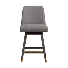Load image into Gallery viewer, Upholstered And Solid Wood Swivel Counter Height Bar Chair - Taupe And Gray

