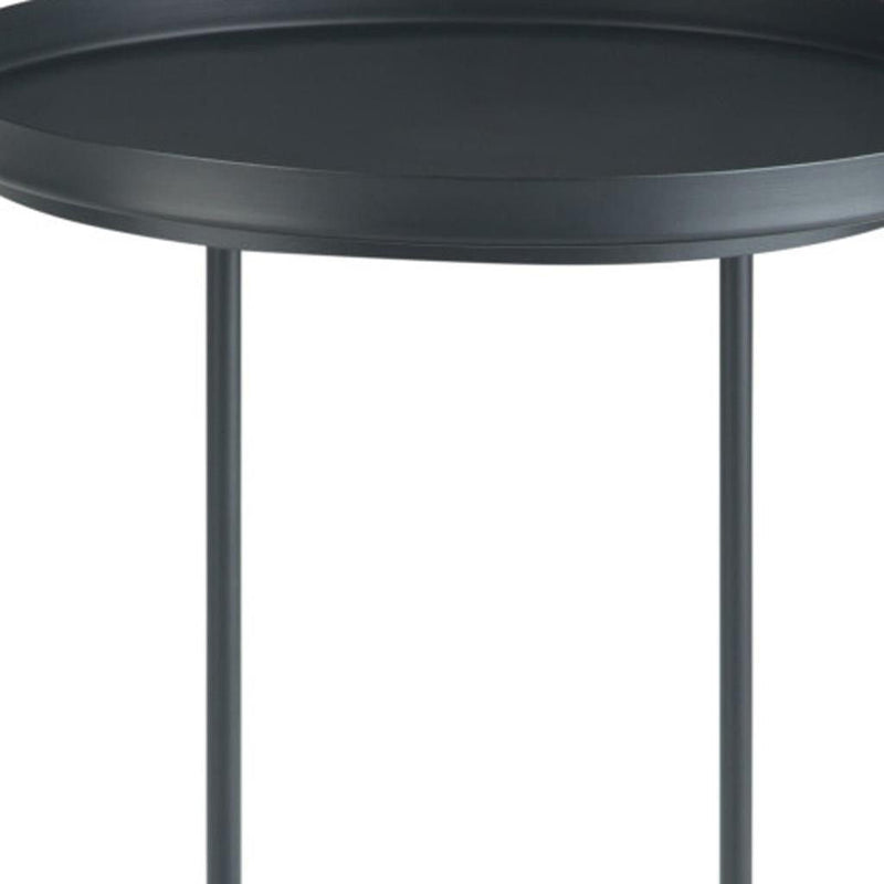 23" Metal Round End Table - Black