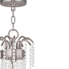 Load image into Gallery viewer, 28" Six Light Metal Dimmable Chandelier With Shades - Nickel / Clear
