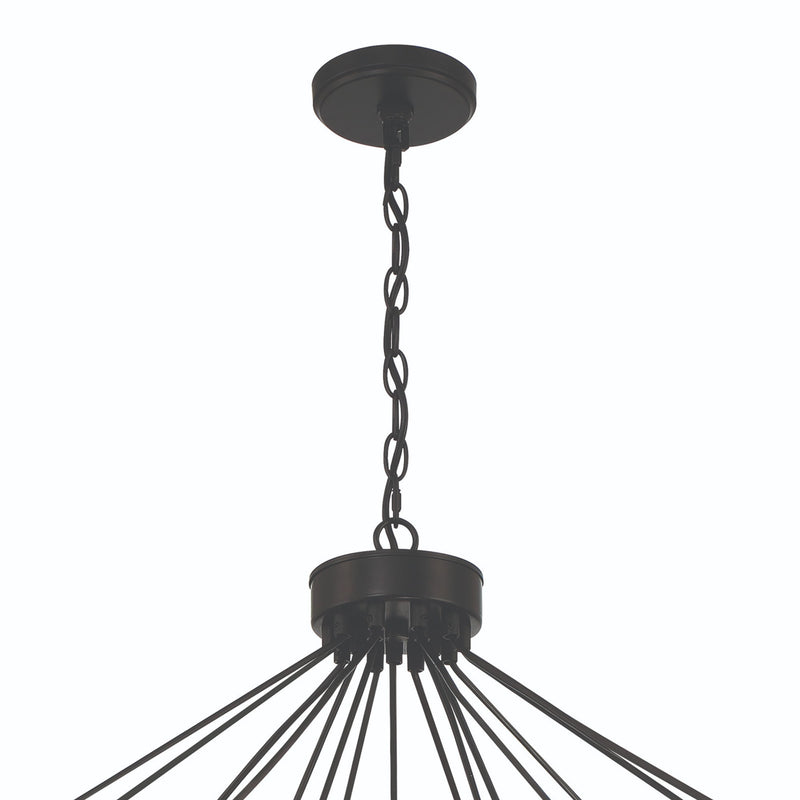 33" Candle Style Multi Light Metal Dimmable Chandelier - Black