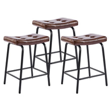 Load image into Gallery viewer, Faux Leather Metal Counter Height Bar Chairs (Set of 3) - Brown / Black
