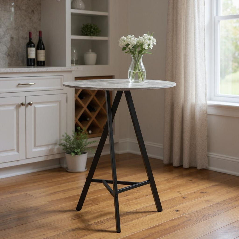 Rounded Steel Bar Table - Gray And Black