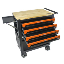 Load image into Gallery viewer, 4 Drawers Multifunctional Tool Cart With Wheels And Wooden Top
