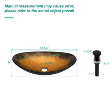Load image into Gallery viewer, Veined Vessel Sink With Pop Up Drain, Boat Shape Bathroom Sink Above Counter - Gold
