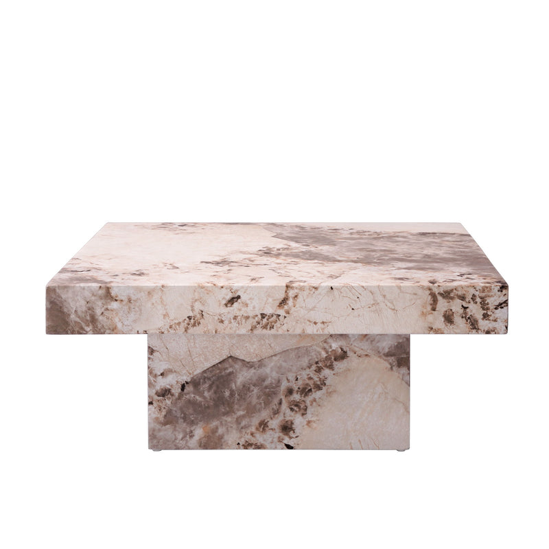 Cement Square Pedestal Coffee Table - Natural