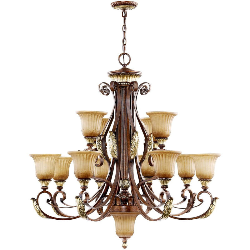 39" Multi Light Dimmable Chandelier With Shades - Bronze