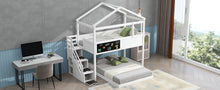 Load image into Gallery viewer, Twin over Full House Bunk Bed with Storage Staircase and Blackboard,White(Old SKU: GX001701AAK)
