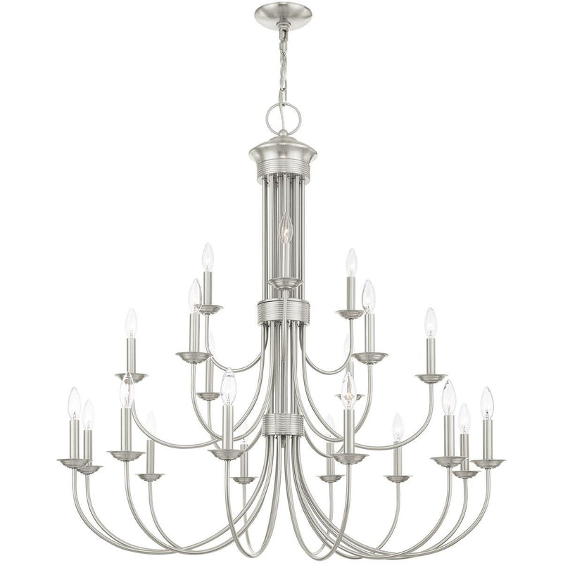 44'' Multi Light Dimmable Chandelier With Shades - Nickel