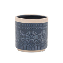 Load image into Gallery viewer, Geometric Round Pot Planters (Set of 2) - Beige / Blue
