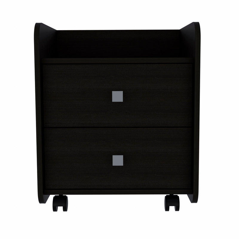 18.2" x 15.7" x 21.9" Two Drawer Nightstand - Black