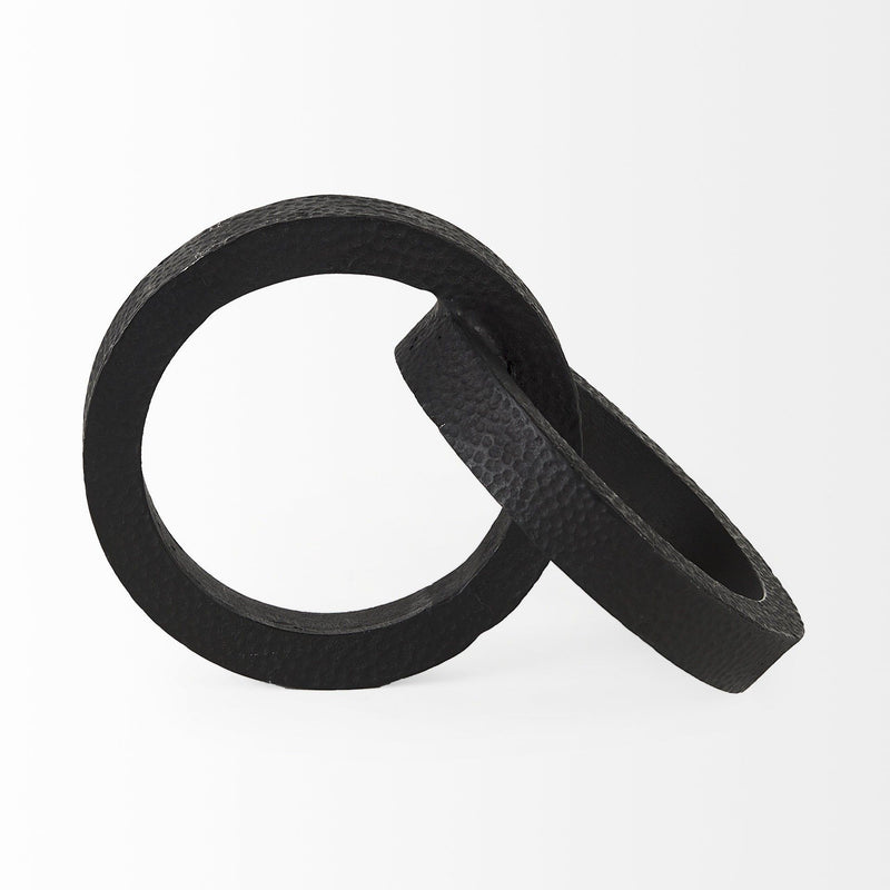 Two Ring Hammered Sculpture - Black