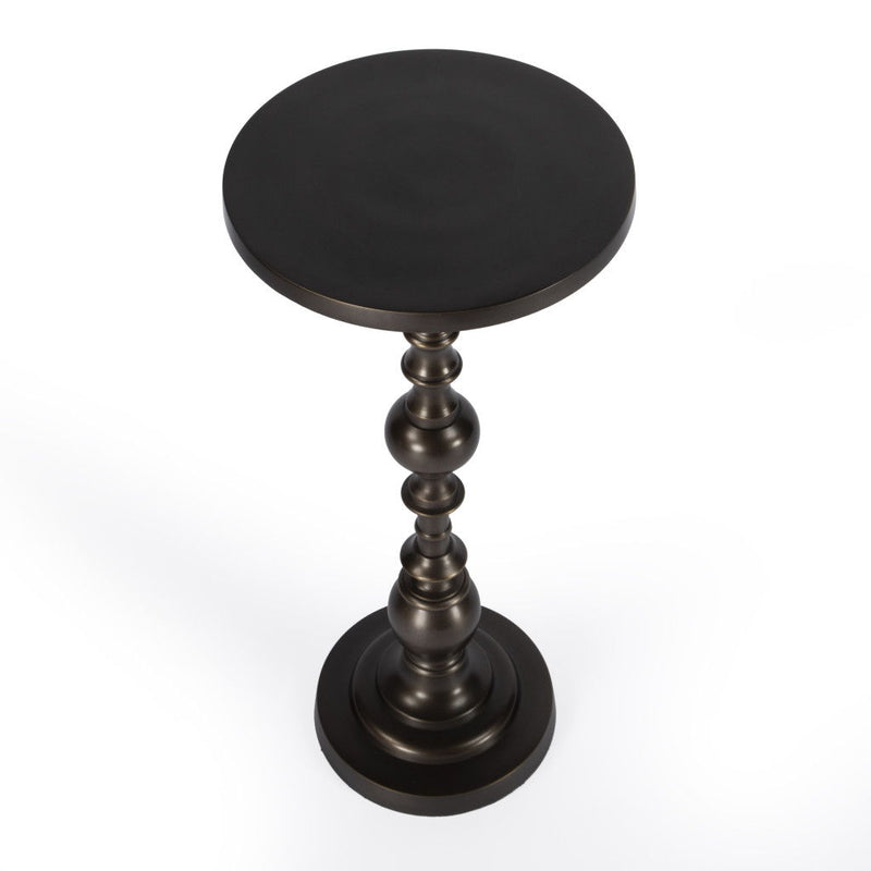 23" Metal Round Pedestal End Table - Bronze