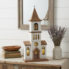 Load image into Gallery viewer, Church Tabletop Sculpture (518085) - Brown / White
