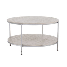 Load image into Gallery viewer, Faux Marble Metal Round Coffee Table - Chrome
