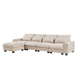 U_Style Modern Large L-Shape Feather Filled Sectional Sofa,  Convertible Sofa Couch with Reversible Chaise for Living Room