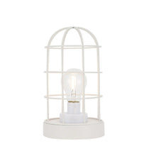 Load image into Gallery viewer, 10" Battery Operated Lamp With Cage Cylinder Shade - White
