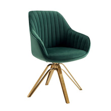 Load image into Gallery viewer, Velvet And Gold Swivel Arm Chair 23" - Green
