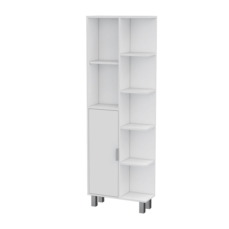 63" Wood Accent Cabinet With Single Door - White