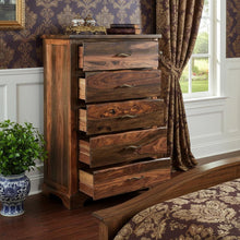 Load image into Gallery viewer, Solid Wood Five Drawer Chest - Dark Brown
