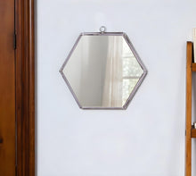 Load image into Gallery viewer, 8" Hexagon Steel Framed Accent Mirror - Silver
