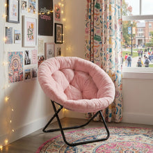 Load image into Gallery viewer, Tufted Faux Fur Folding Lounge Chair - Pink / Black
