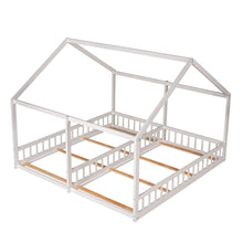 Load image into Gallery viewer, House Platform Beds, 2 Shared Beds, Metal Frame With Guardrails
