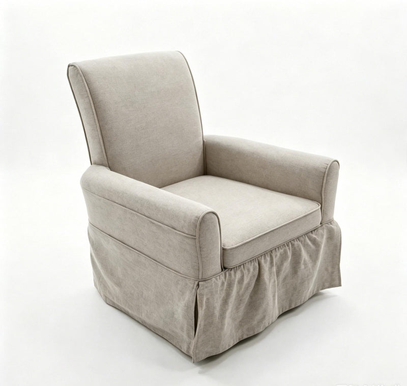 Cotton Blend Swivel Nursery Glider Rocking Chair - Beige