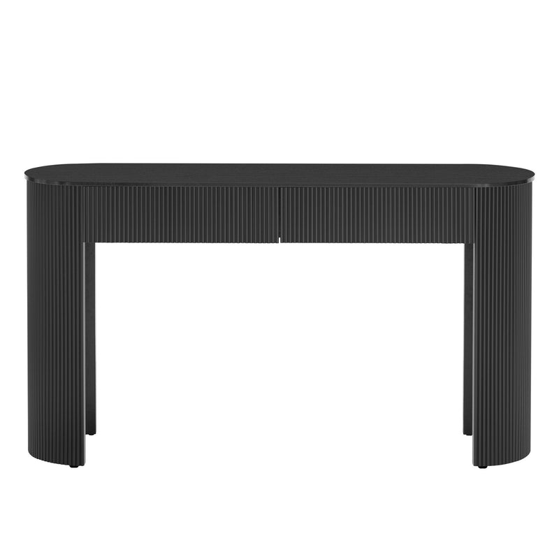 Oval Double Pedestal Console Table With Two Drawers - Black