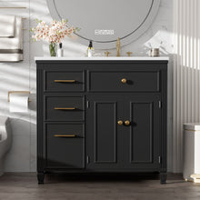 Load image into Gallery viewer, Modern Bathroom Vanity With Ceramic Sink, Freestanding, One Tip Out Drawer, 3 Side Drawers, Adjustable Shelf
