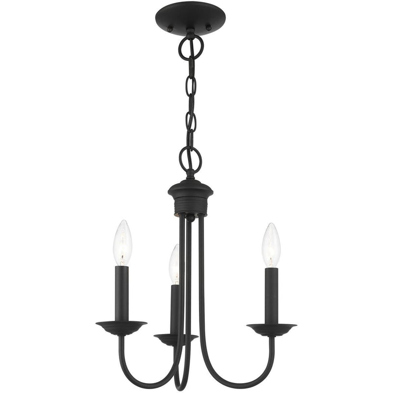 16" Three Light Dimmable Chandelier With Shades - Black
