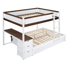 Load image into Gallery viewer, Bunk Bed With Twin Size Trundle, Storage And Desk

