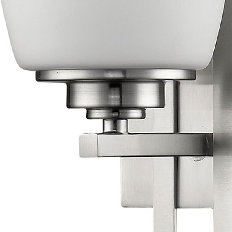 Geometric Wall Sconce With Frosted Glass Shade - Silver