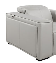 Load image into Gallery viewer, Top Grain Leather Reclining Metal USB Sofa (720397) - Light Gray
