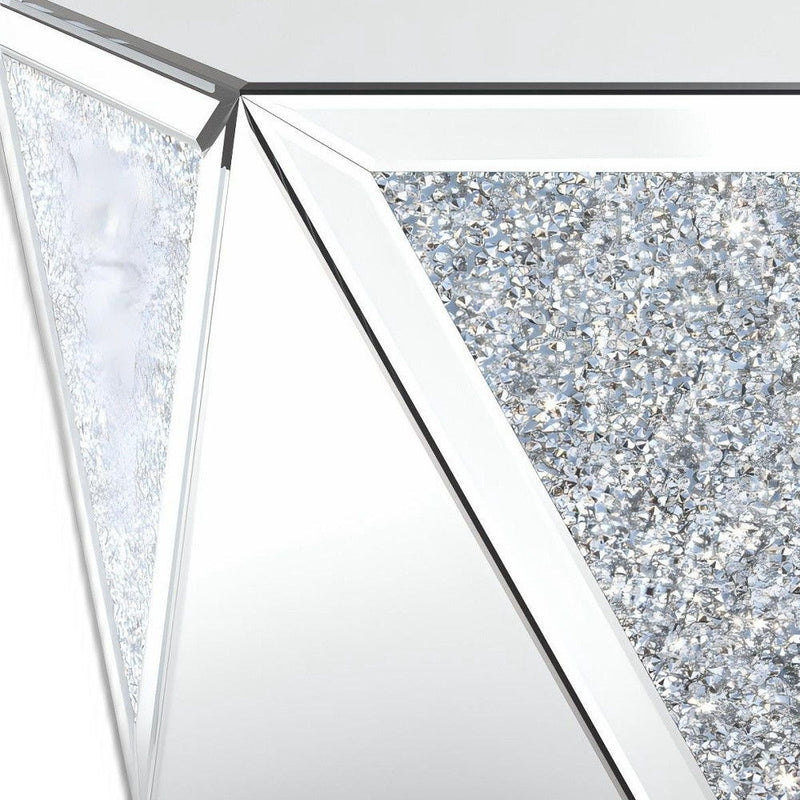 Mirrored Hexagon Drum Coffee Table - Silver
