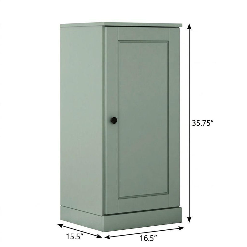Solid Wood Adjustable Three Tier Library Bookcase With One Door (751368) - Sage