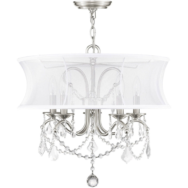 19" Five Light Dimmable Chandelier With Shades - Nickel