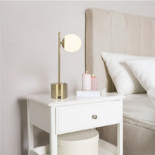 Load image into Gallery viewer, Ethereal - Modern Small Table Lamp, Desk Lamp Fixture With Globe Shade - Gold / White
