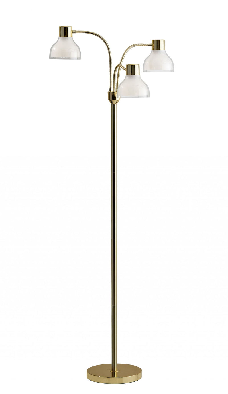 Three Light Tree Floor Lamp With Clear Bowl Shade - Gold
