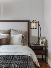 Load image into Gallery viewer, Metal Lantern Table Lamp With White Drum Shade - Black
