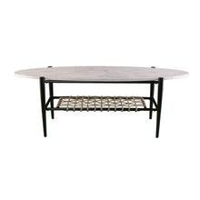 Load image into Gallery viewer, Metal Faux Marble Boho Rope Oval Coffee Table - Black
