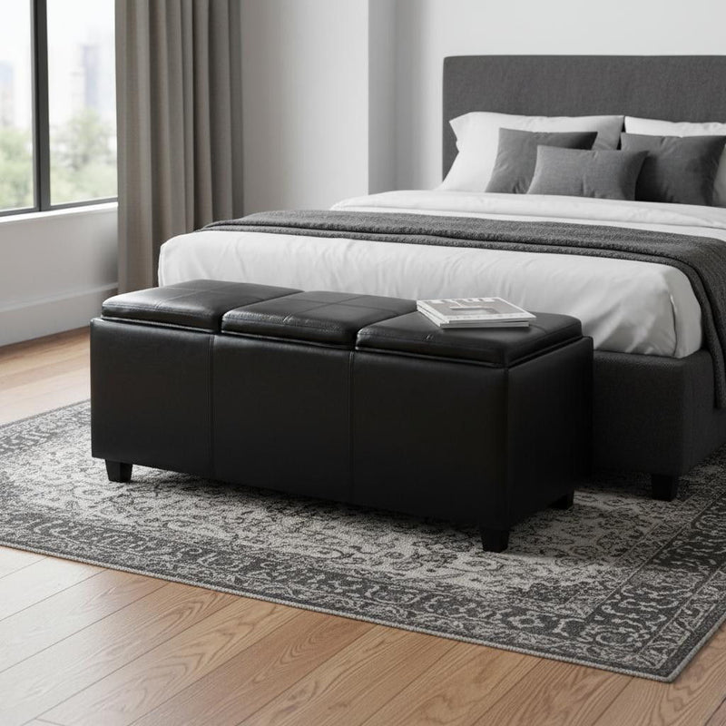 42" Upholstery Storage Ottoman - Dark Brown / Black