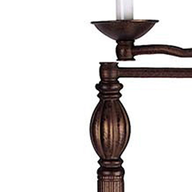 Swing Arm Floor Lamp With Champagne Bell Shade - Rust